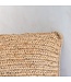 Boho kussen gemaakt van raffia - 40x40 cm decoratief geweven kussen - sofa kussen - natuurlijk beige vierkante kussen handgemaakt van raffia jiwa