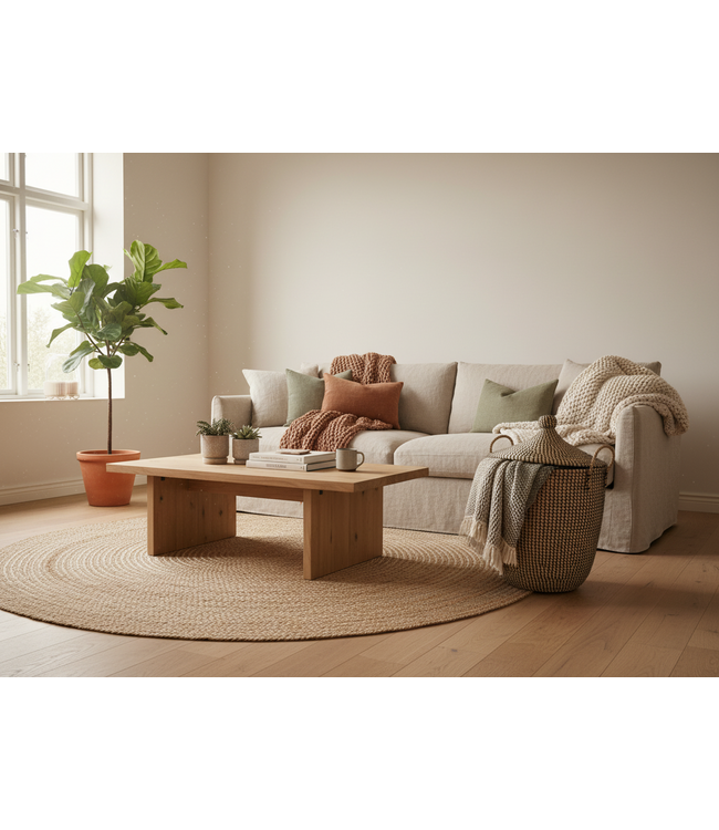 MAISON SUKU Rieten Wasmand & Opbergmand Zwart Puntdeksel