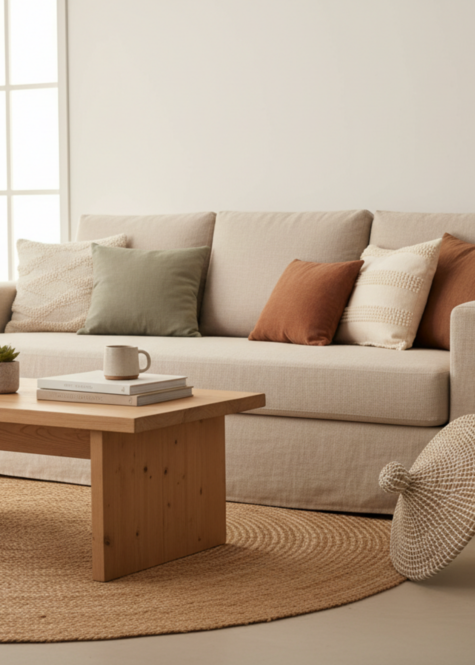 MAISON SUKU Rieten Wasmand & Opbergmand Wit Puntdeksel