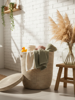 MAISON SUKU Rieten Wasmand & Opbergmand Wit