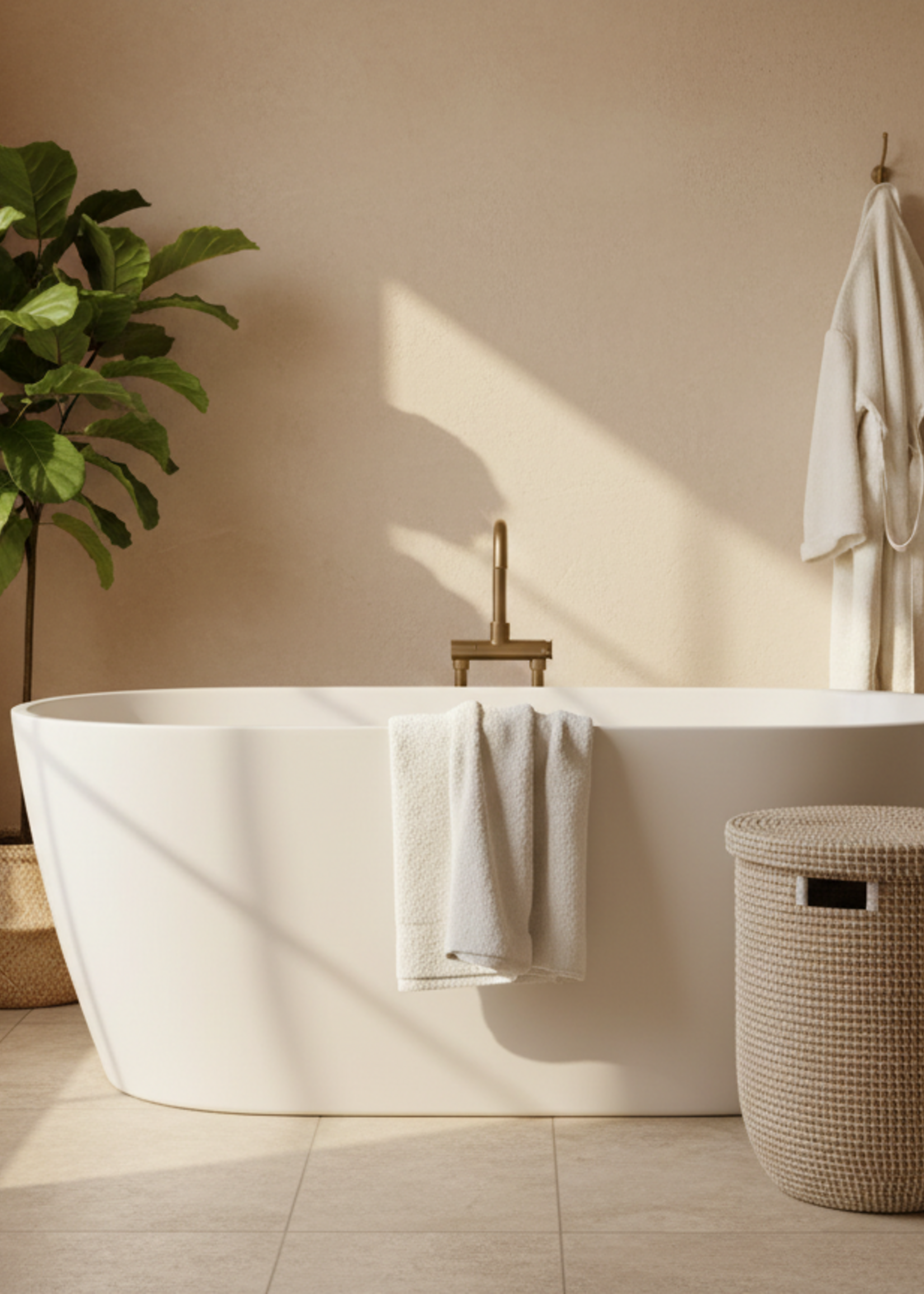 MAISON SUKU Rieten Wasmand & Opbergmand Wit