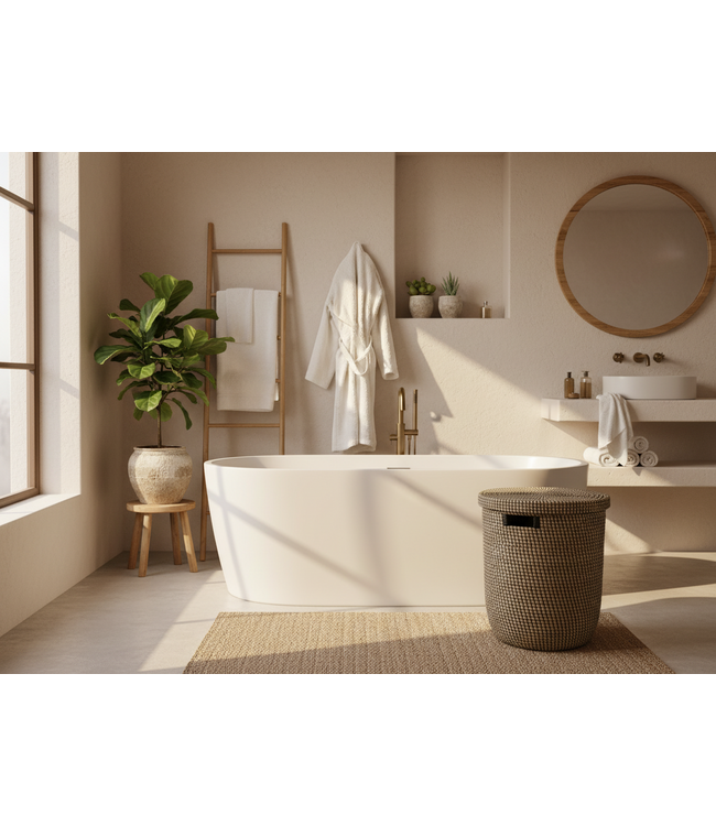 MAISON SUKU Rieten Wasmand & Opbergmand Zwart