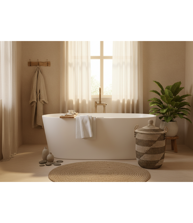 MAISON SUKU Wasmand & Opbergmand Zwart-Wit Puntdeksel