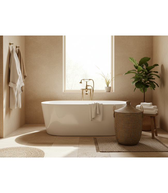 MAISON SUKU Rieten Wasmand & Opbergmand Zwart Puntdeksel