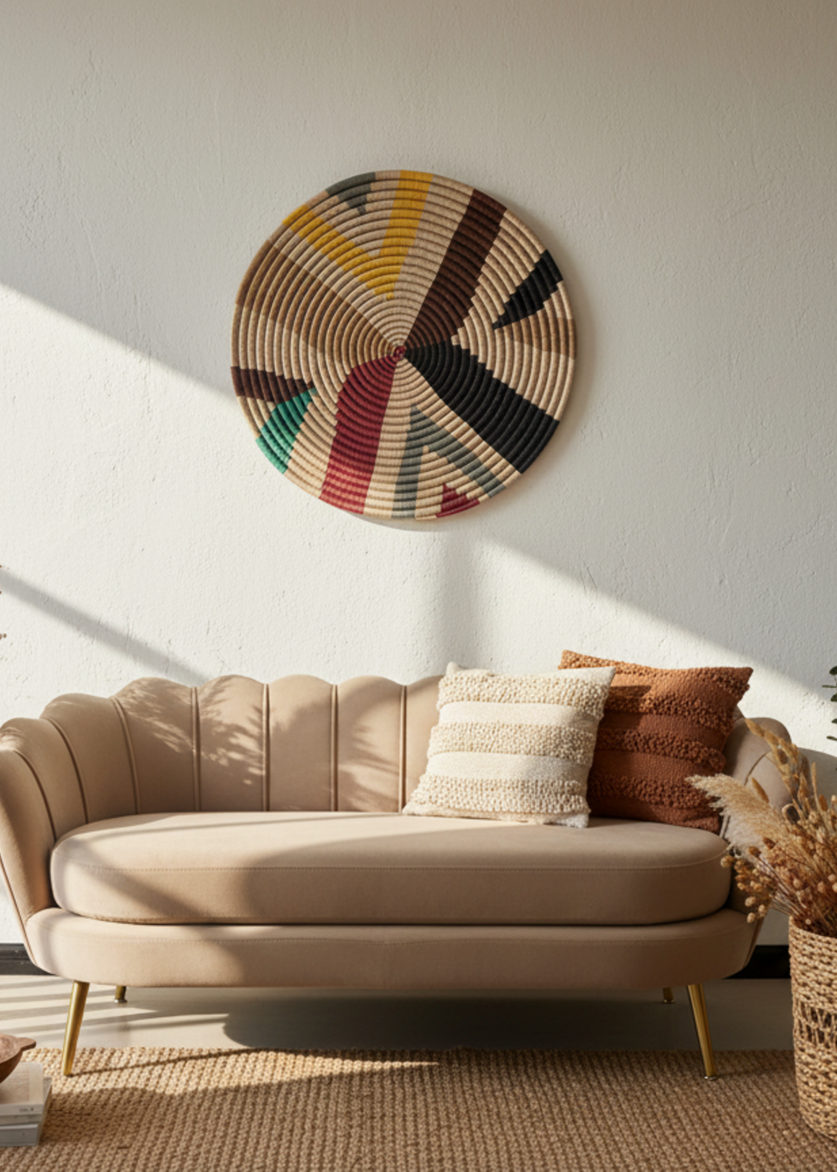 MAISON SUKU Rieten Wandcirkel Amani – Handgemaakt Sisal Wanddecoratie Ø70 cm |