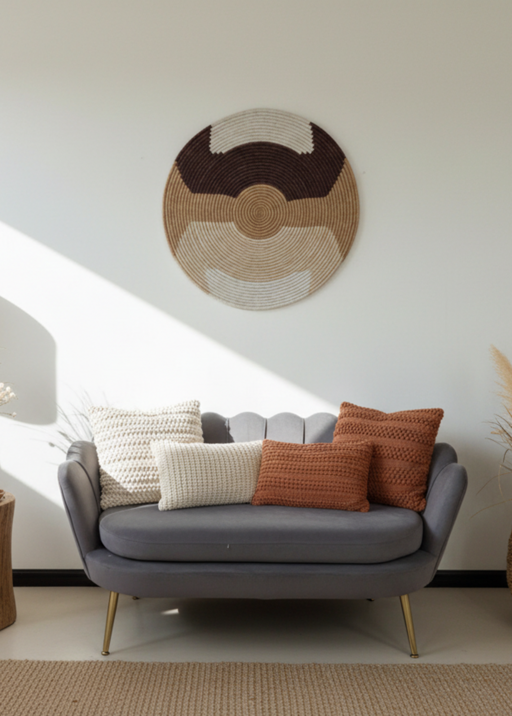 MAISON SUKU Rieten Wandcirkel Bina – Handgemaakte Sisal Wanddecoratie Ø70 cm