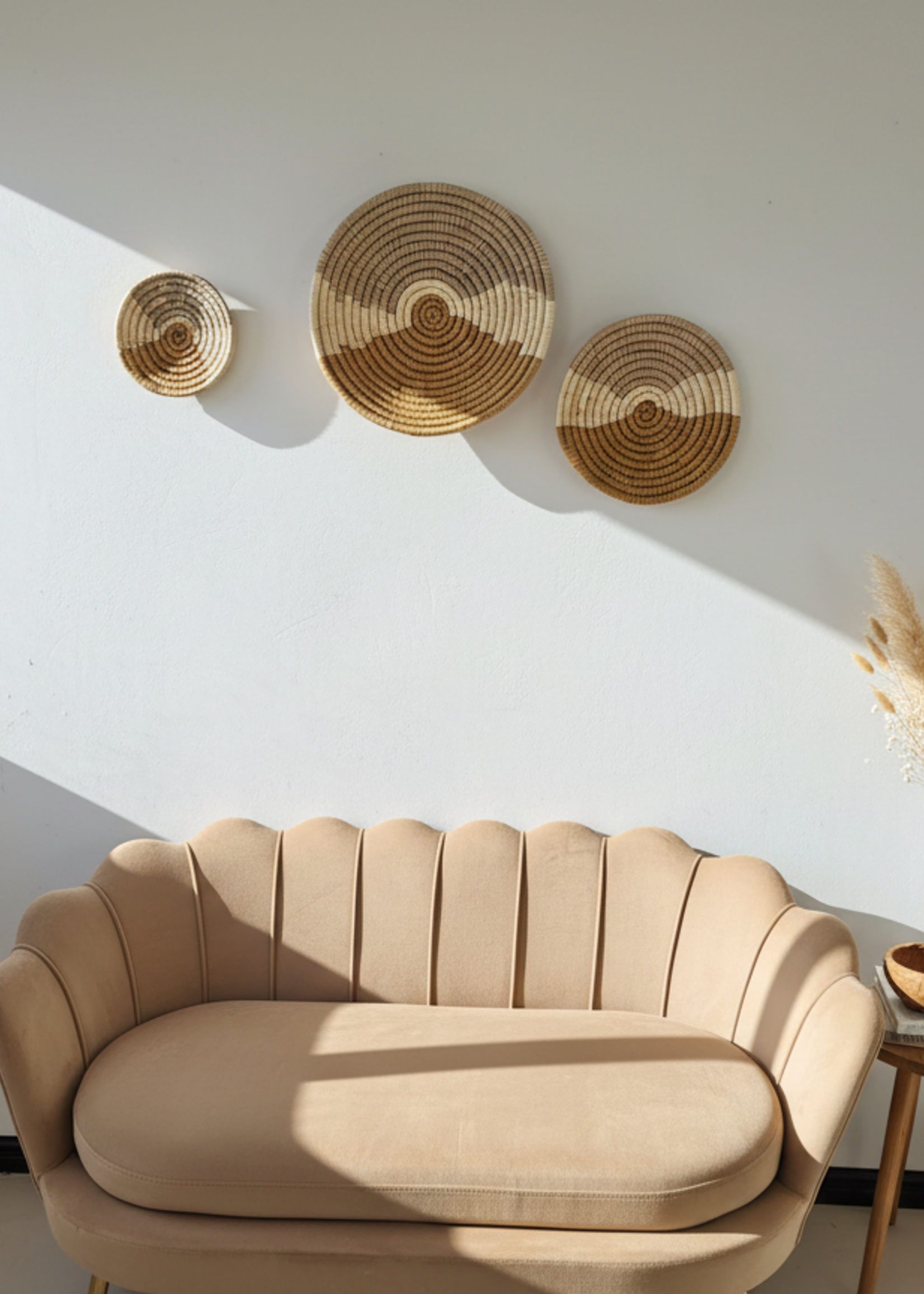 MAISON SUKU Rieten Wandmanden Set Safi – 3-delige Wanddecoratie (Ø20, Ø30 & Ø40 cm)