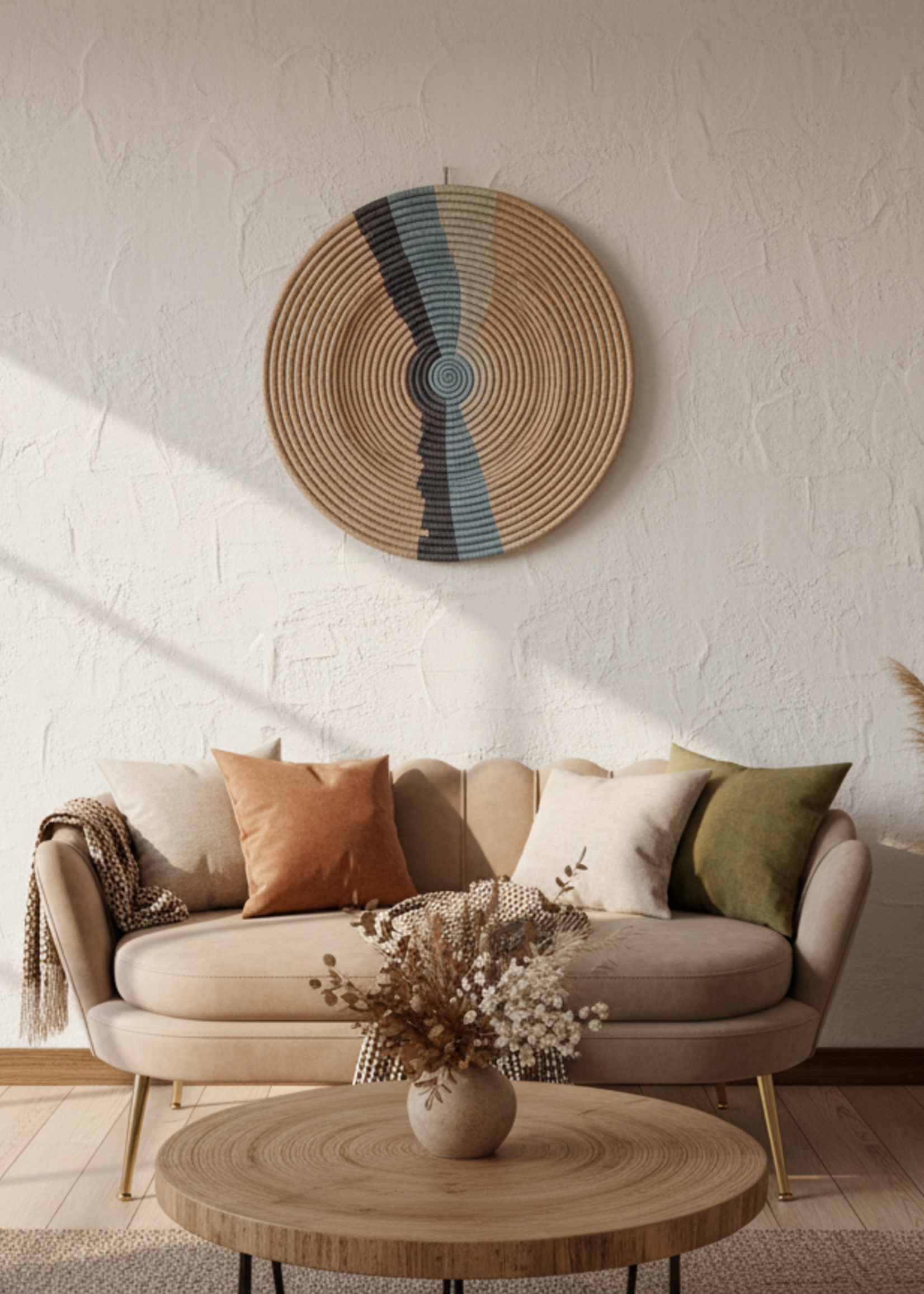 MAISON SUKU Maison Suku Wandcirkel Oceano – Handgemaakt Sisal Wanddecoratie Ø70 cm