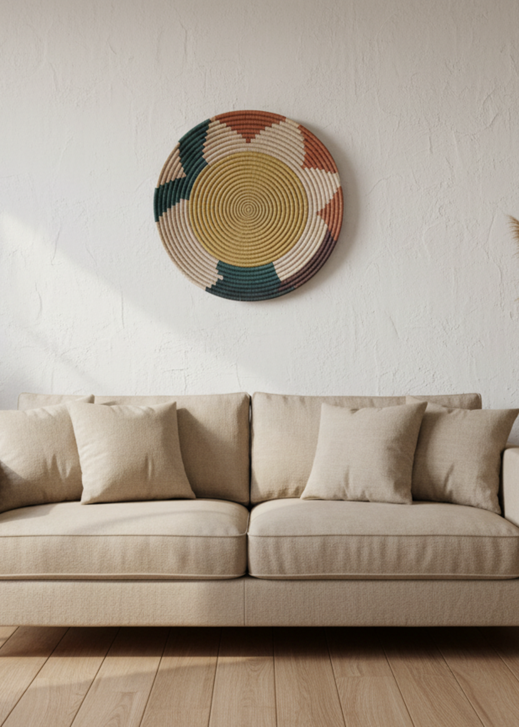 MAISON SUKU Maison Suku Wandcirkel Flora – Handgemaakte Sisal Wanddecoratie Ø70 cm