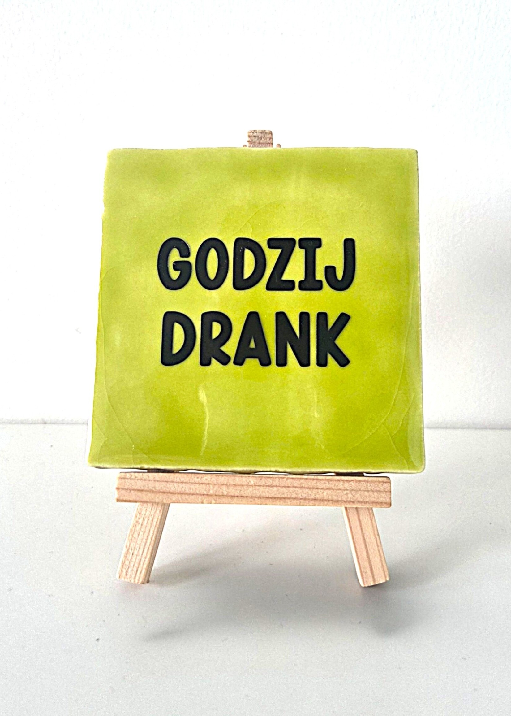 Tegel Quotes Tegel "godzijdrank" – handgemaakt 10x10 cm