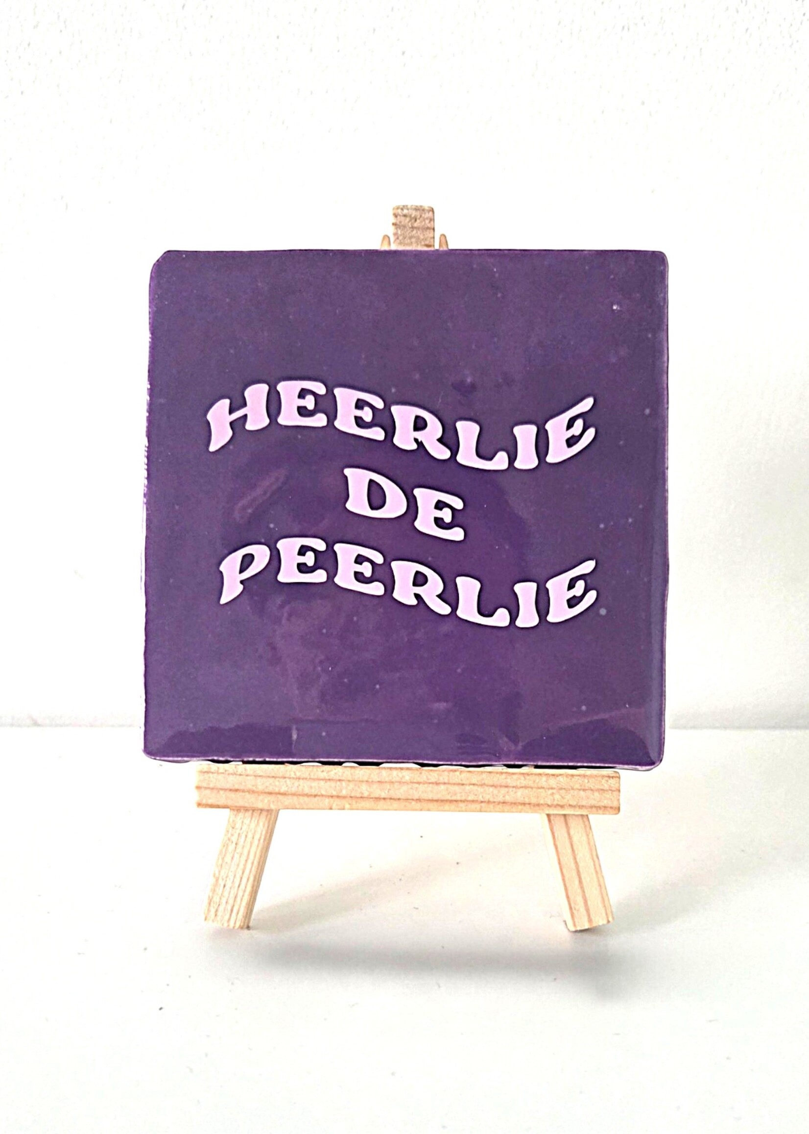 Tegel Quotes Tegel "heerlie de peerlie" – handgemaakt 10x10 cm