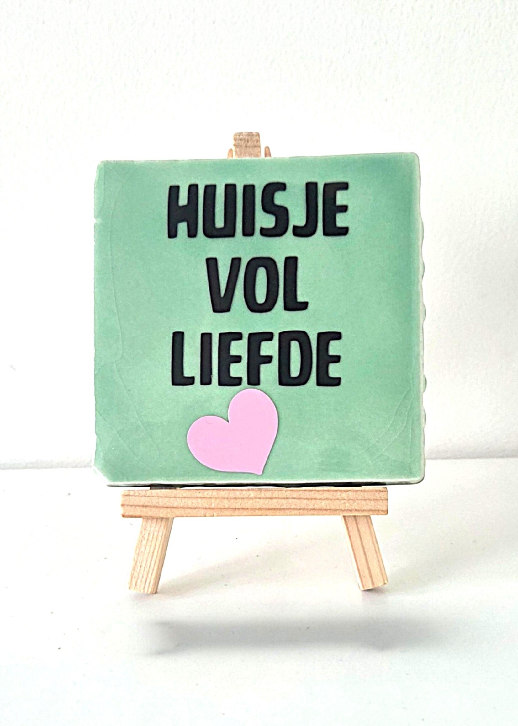 Tegel Quotes Tegel "huisje vol liefde" – handgemaakt 10x10 cm
