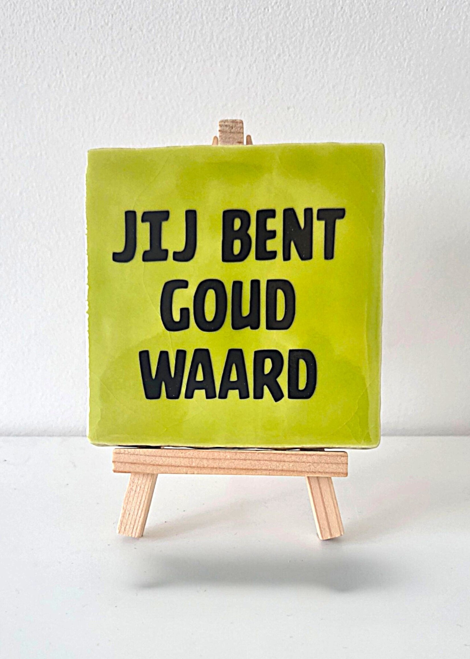 Tegel Quotes Tegel "jij bent goud waard" – handgemaakt 10x10 cm
