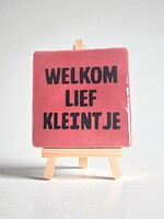 Tegel Quotes welkom lief kleintje - roze
