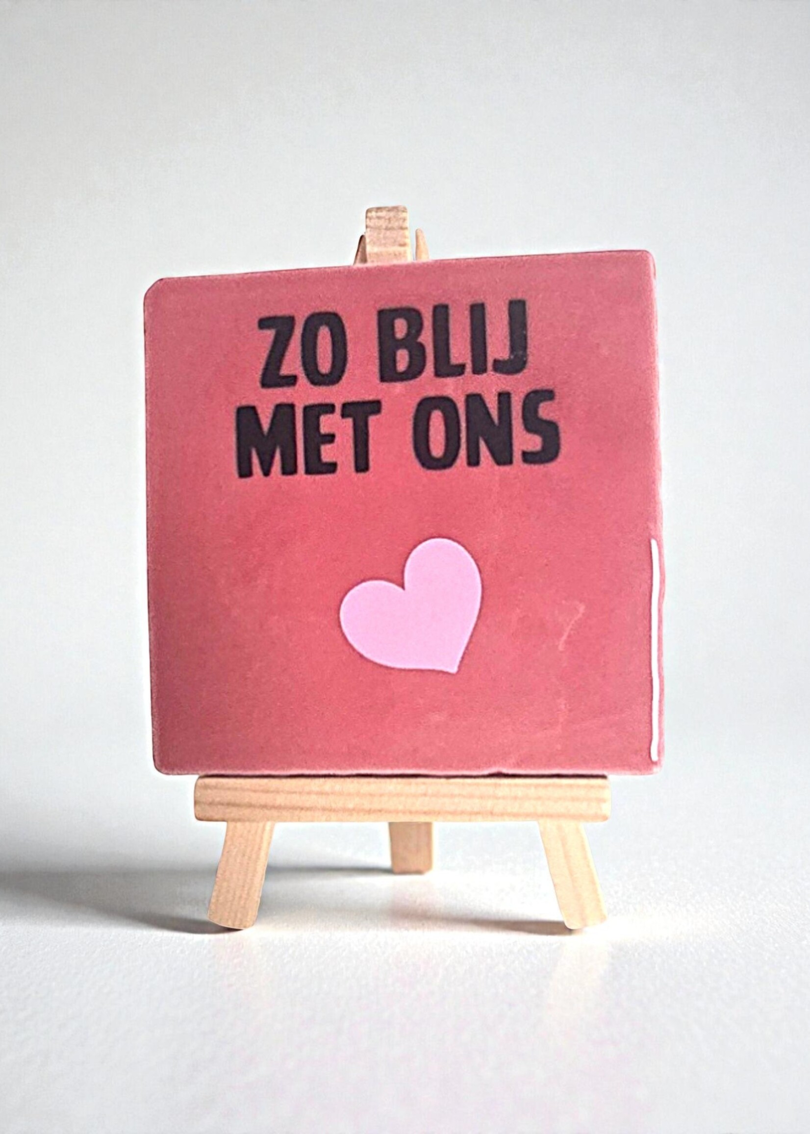 Tegel Quotes Tegel "zo blij met ons" – handgemaakt 10x10 cm