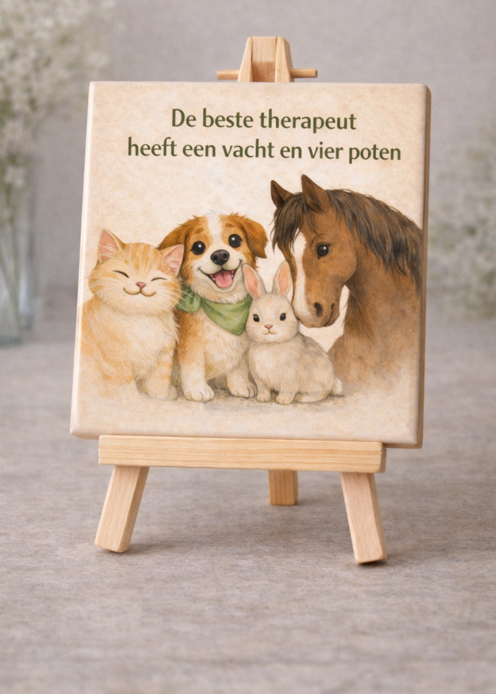 Tegel Quotes Tegel met gezellige dieren – vrolijke illustratie tegel