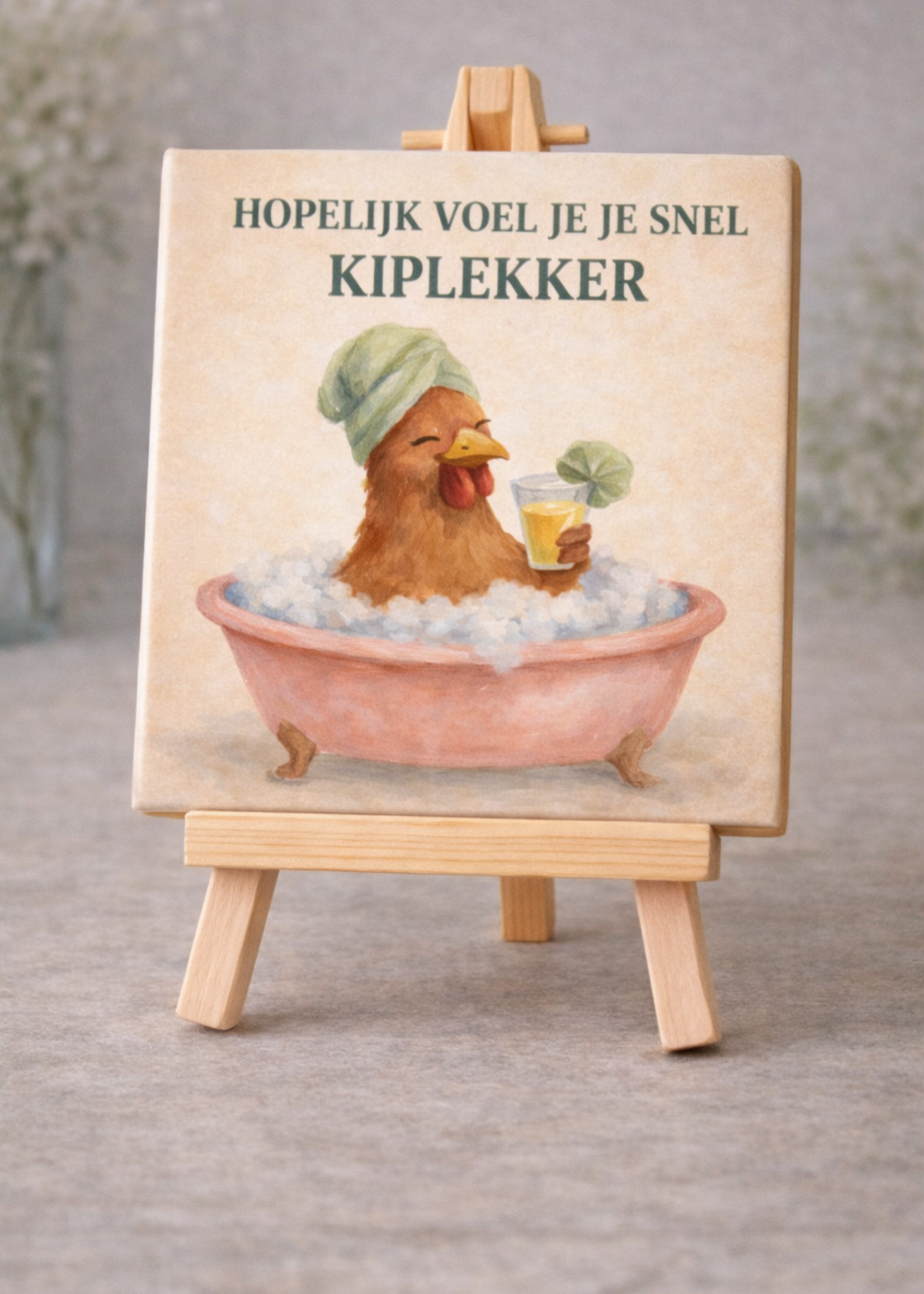 Tegel Quotes Tegel met kip – landelijke dieren tegel met illustratie