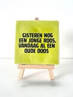 Tegel Quotes gister nog een jonge roos, vandaag al een oude doos - pistache