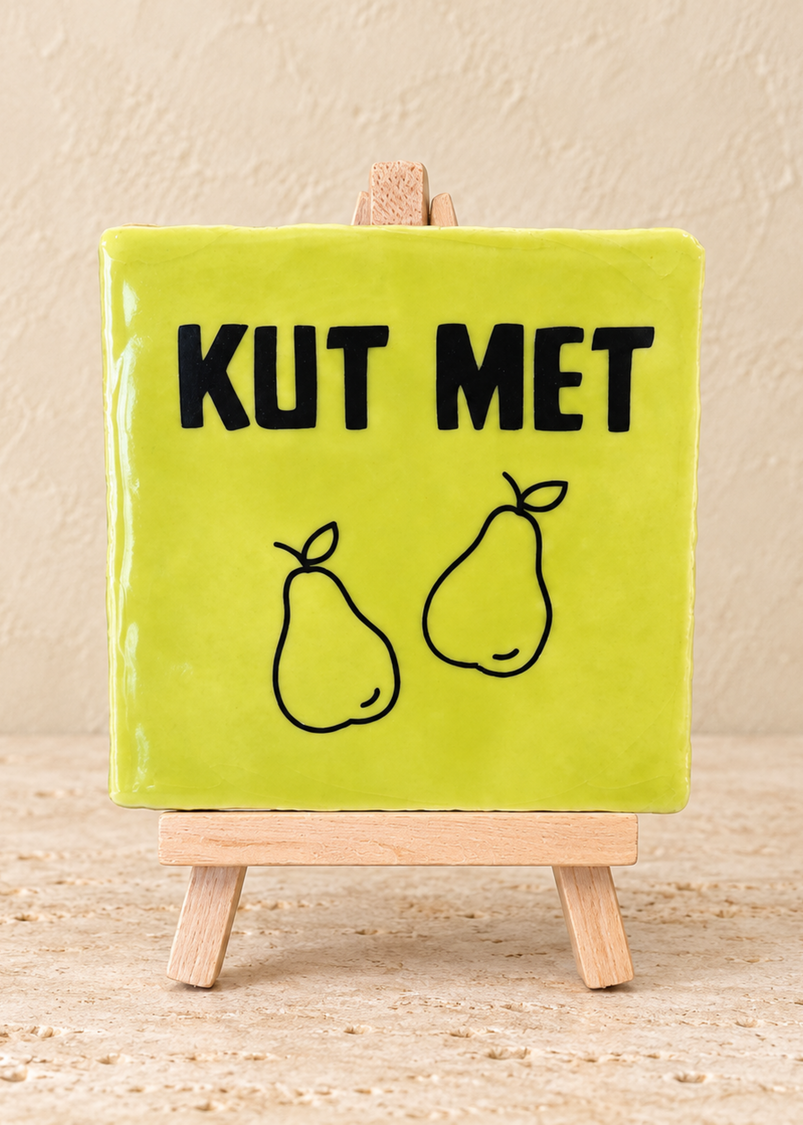 Tegel Quotes Tegel "Kut met peren" – handgemaakt 10x10 cm