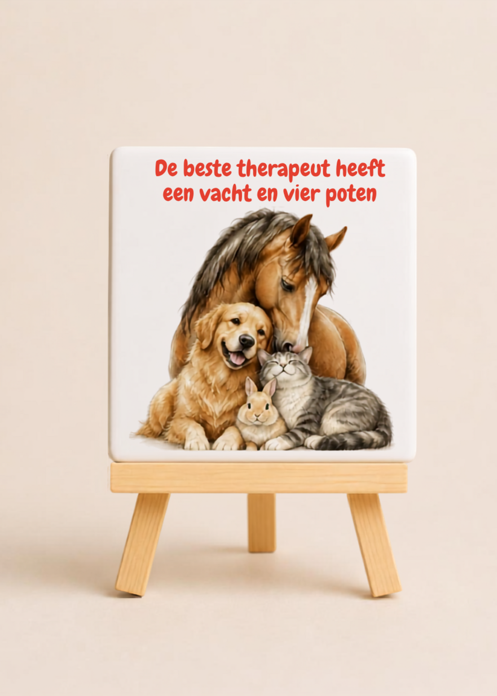 Tegel Quotes Tegel met gezellige dieren – vrolijke illustratie tegel
