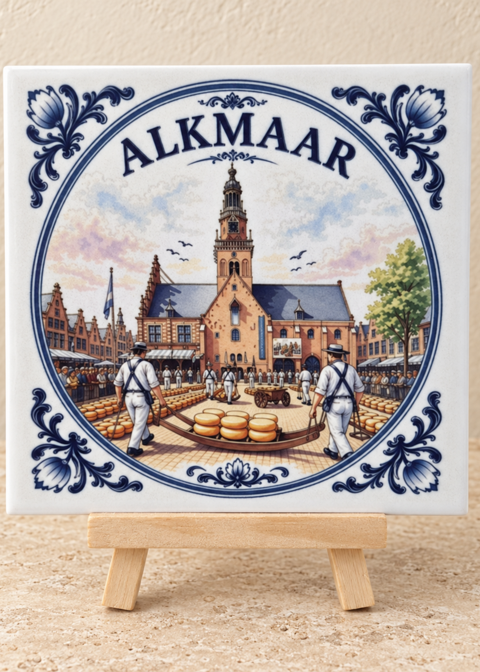 Tegel Quotes Alkmaar op een tegel | Delfts blauw stadstegeltje