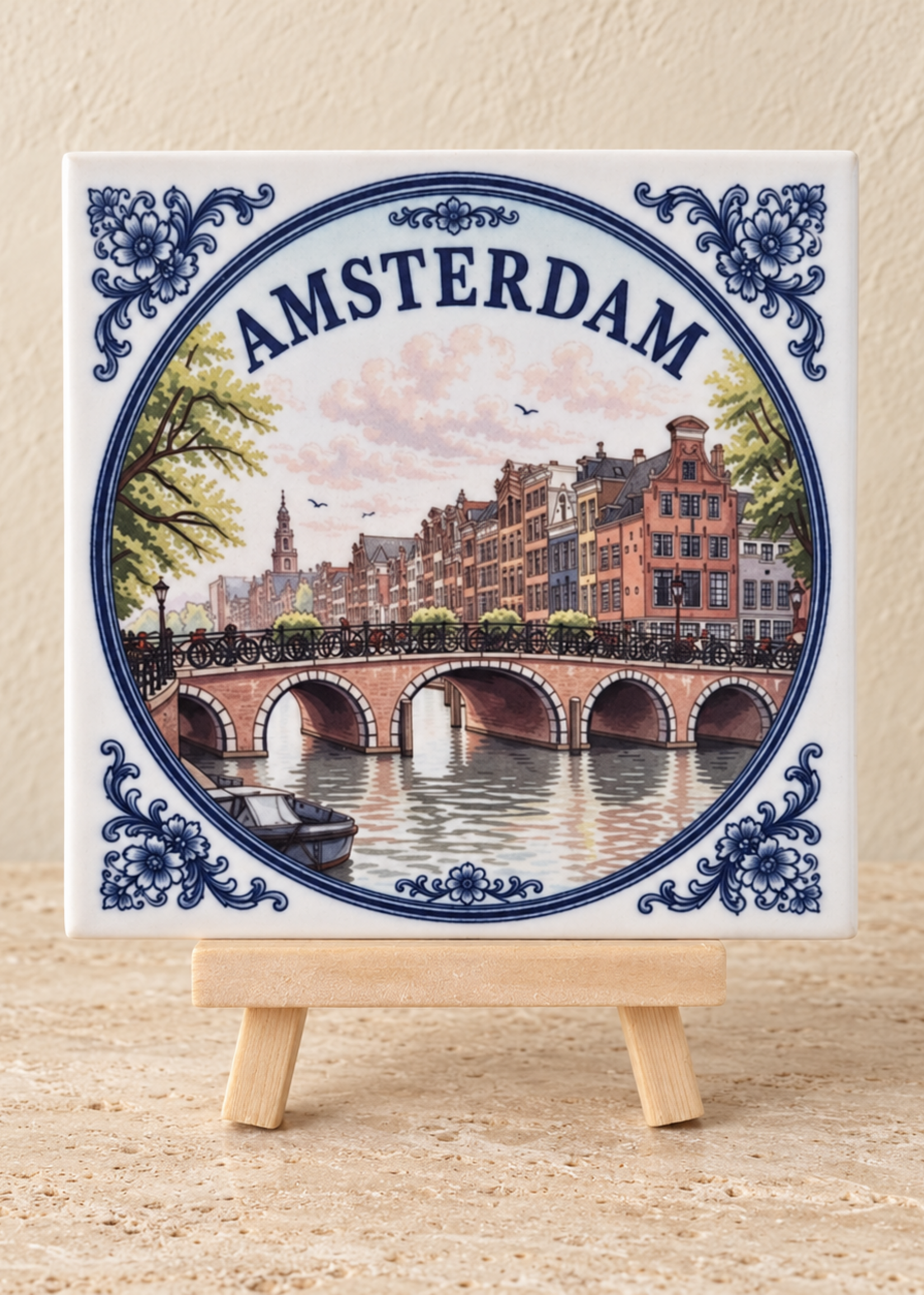 Tegel Quotes Amsterdam op een tegel | Delfts blauw stadstegeltje