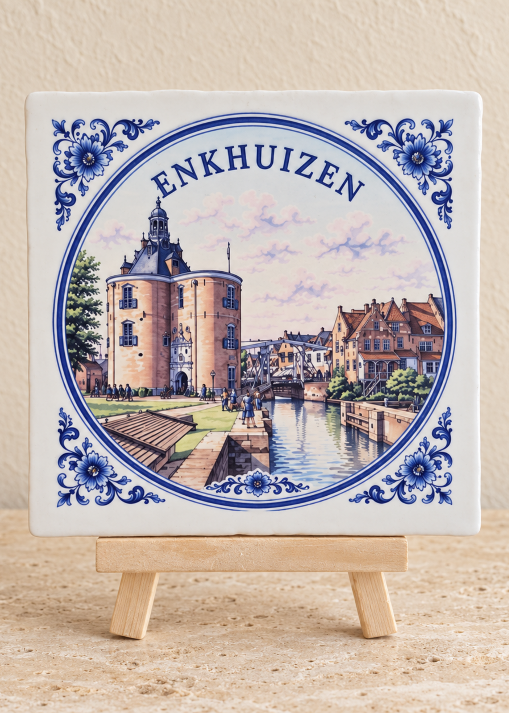 Tegel Quotes Enkhuizen op een tegel | Delfts blauw stadstegeltje
