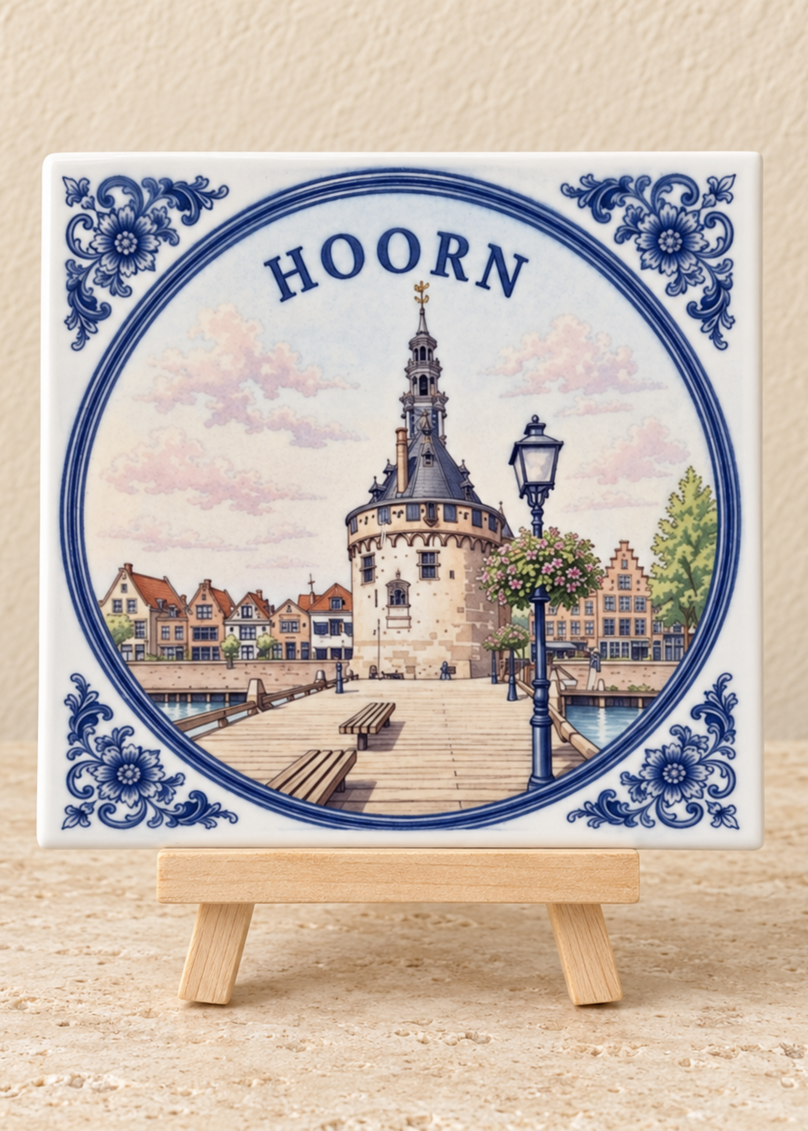 Tegel Quotes Hoorn op een tegel | Delfts blauw stadstegeltje uit West-Friesland