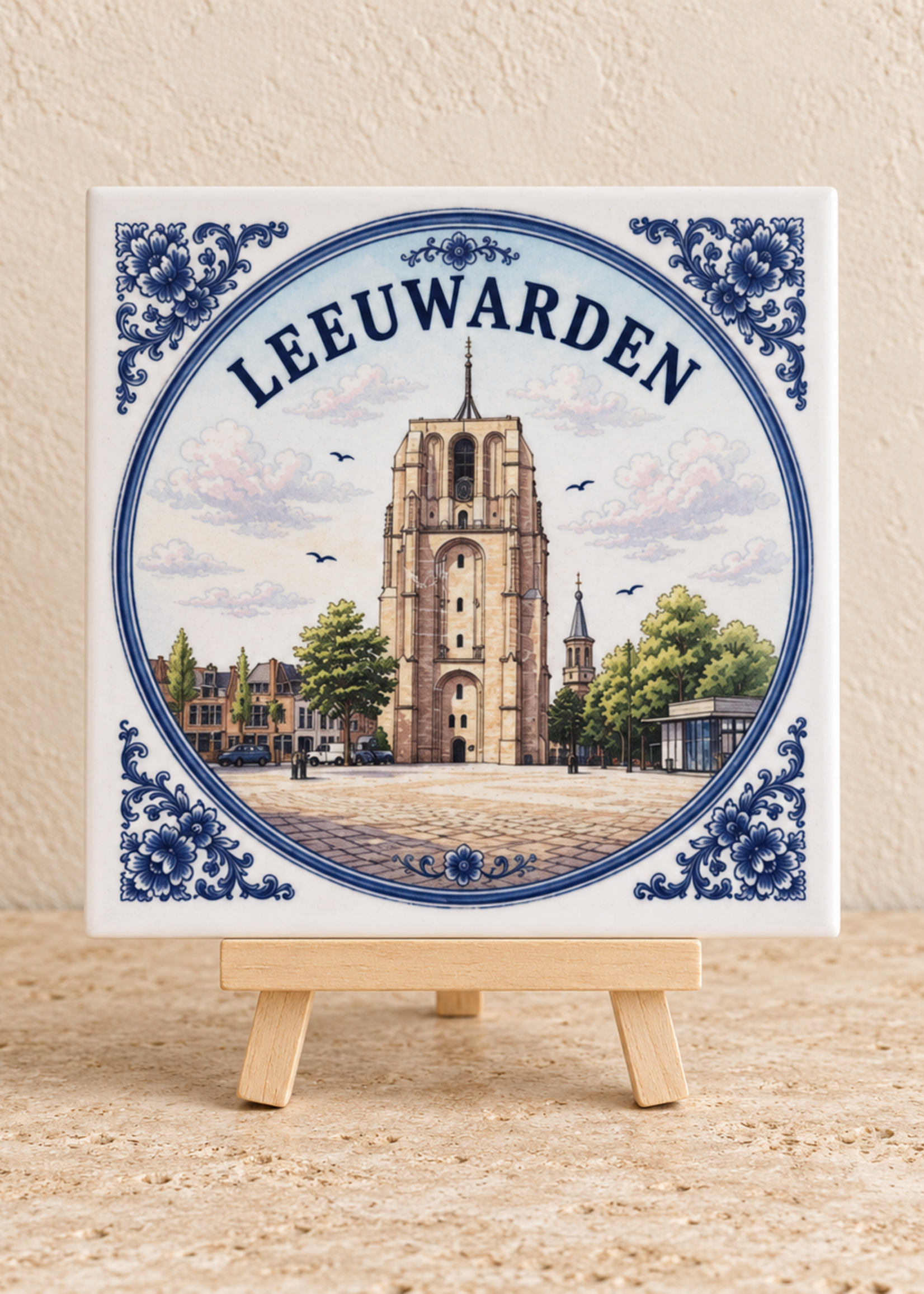 Tegel Quotes Leeuwarden op een tegel | Delfts blauw stadstegeltje