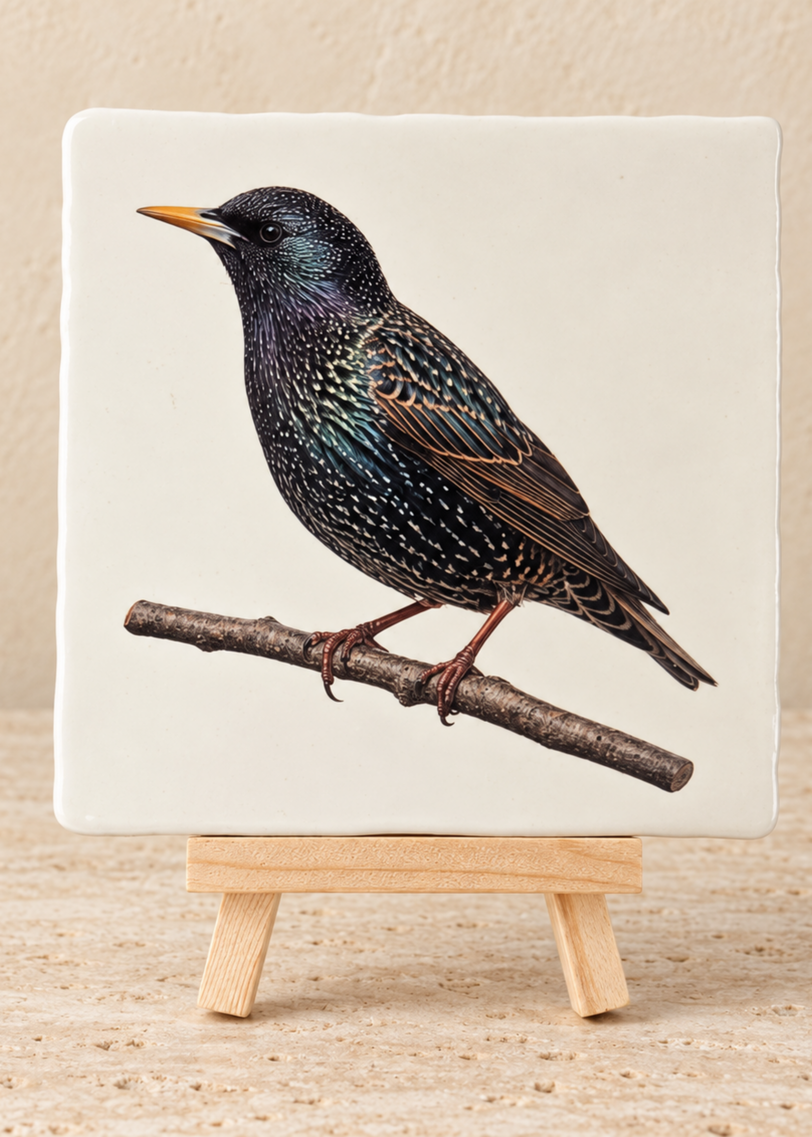 Tegel Quotes Spreeuw op een tegel | Bijzonder vogel tegeltje voor vogelliefhebbers