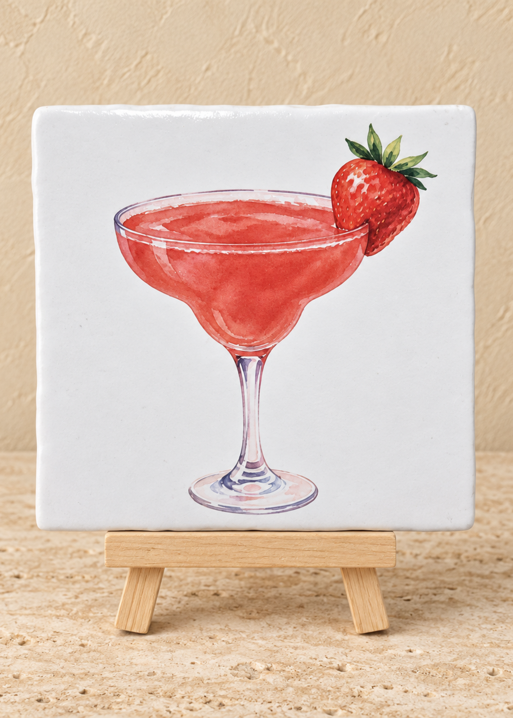 Tegel Quotes Strawberry Daiquiri op een tegel | Cocktail tegeltje