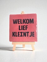 Tegel Quotes welkom lief kleintje - roze