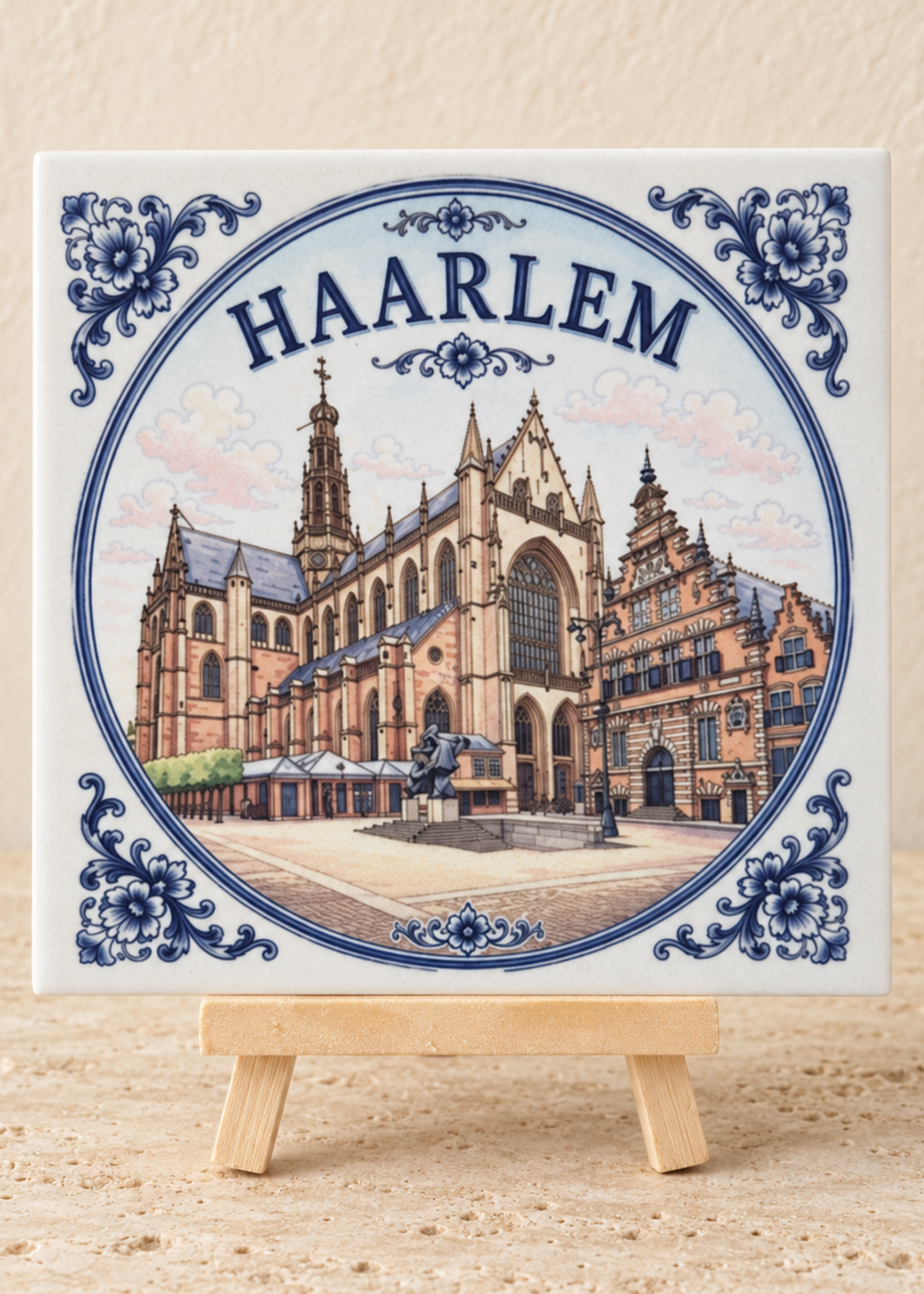 Tegel Quotes Haarlem op een tegel | Delfts blauw stadstegeltje
