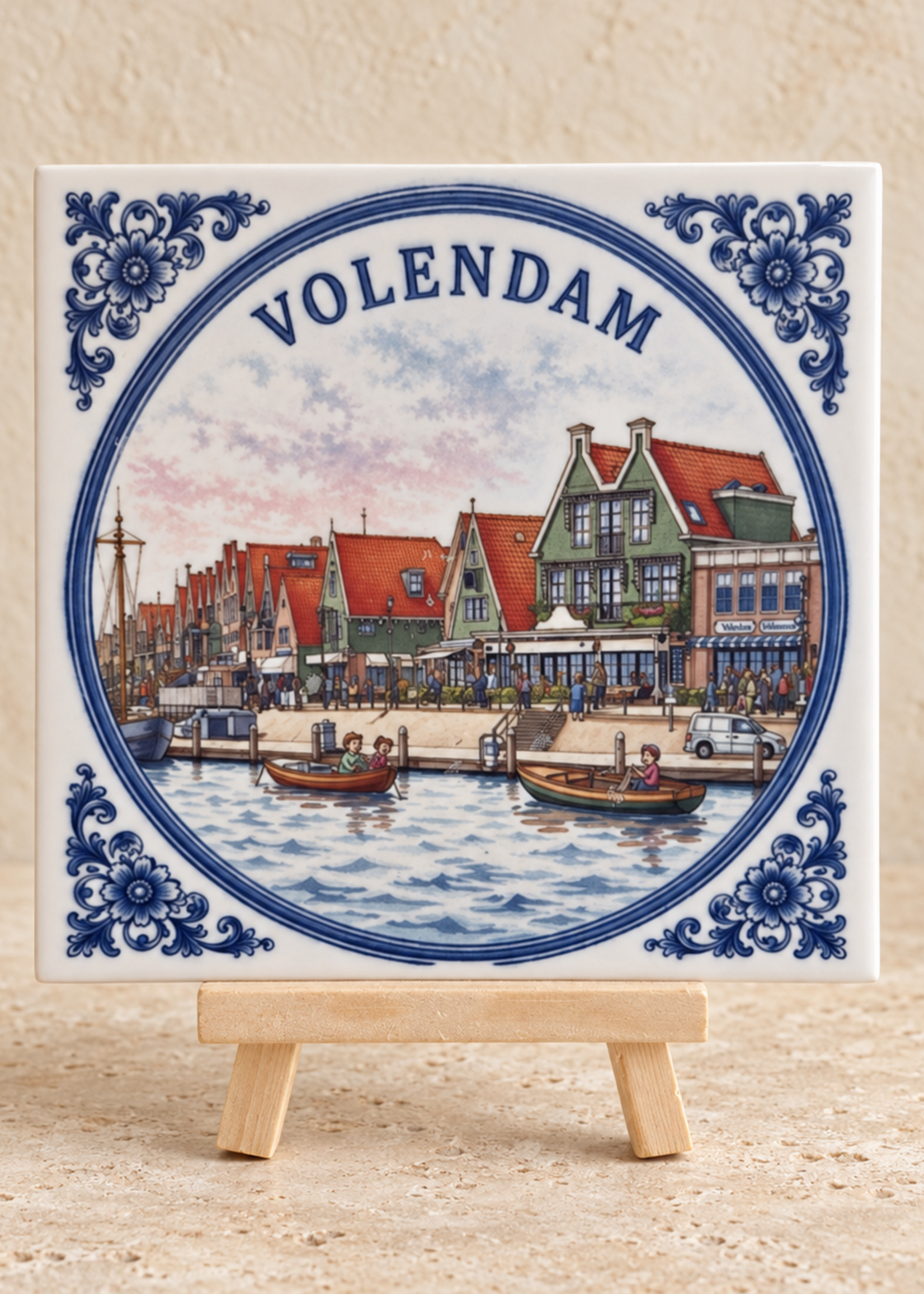 Tegel Quotes Volendam op een tegel | Delfts blauw Hollands stadstegeltje