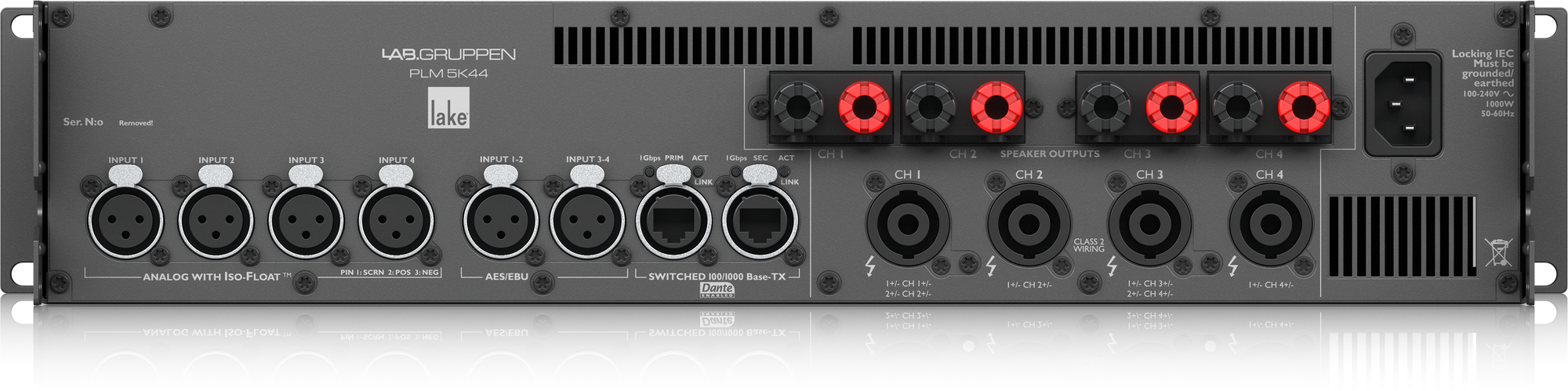 Lab Gruppen PLM 5K44 DSP Amp 4x1250W/4ohm EU+US, foto 2 van 5