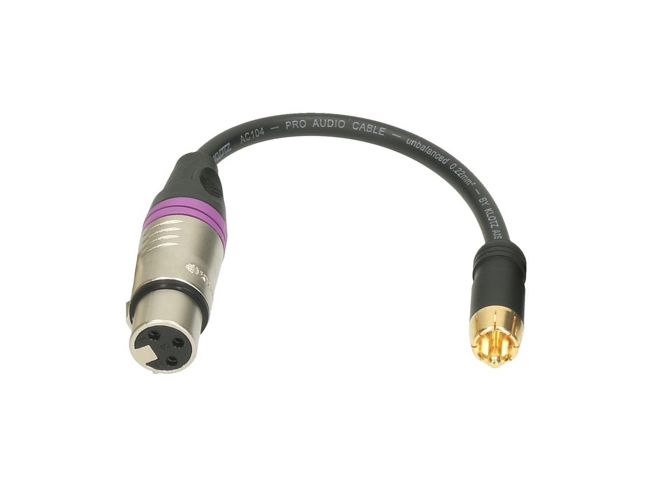 KLOTZ XLR F-Cinch M st. adapter 0,2m, foto 2 van 2