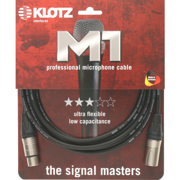 KLOTZ M1 Mic Cable bk - 1 meter professionele microfoonkabel, metaal, nikkel omhulsel