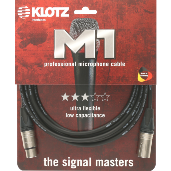 KLOTZ M1 Mic Cable bk - 3 meter professionele microfoonkabel, metaal, nikkel omhulsel