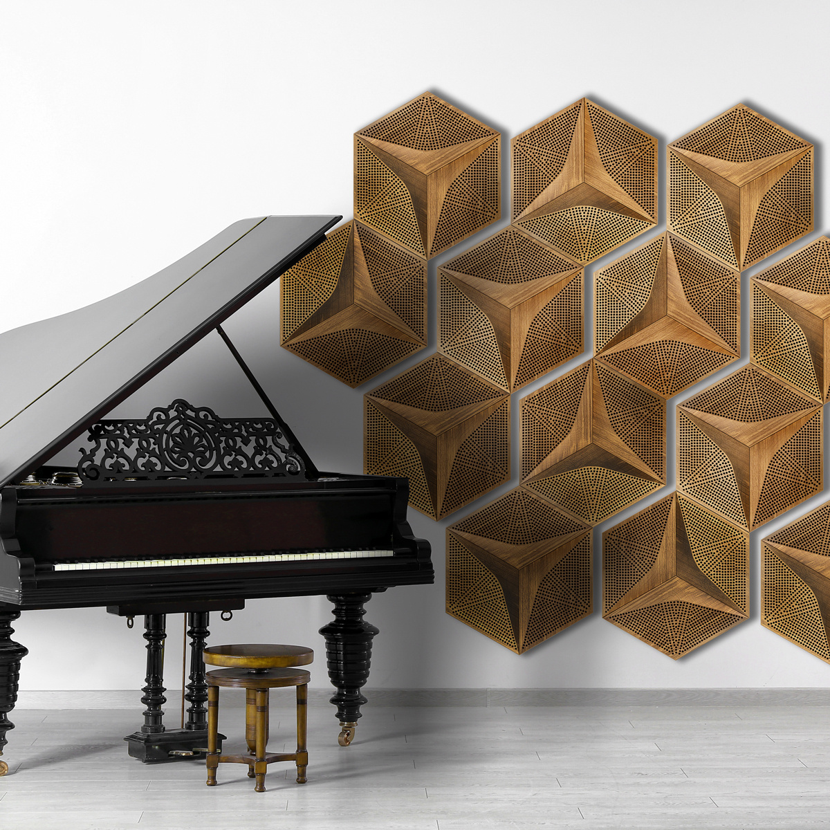 Form at Wood CM-A HEXAGO TRIANGLE EXTERNAL AMERICAN WALNUT, foto 4 van 6