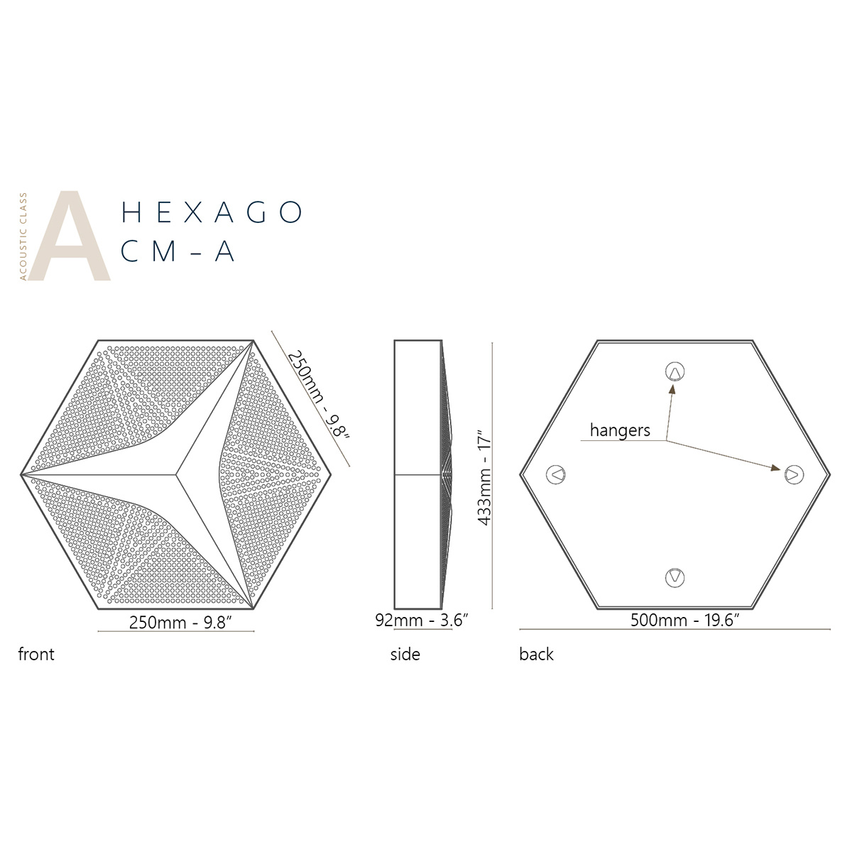Form at Wood CM-A HEXAGO TRIANGLE EXTERNAL ASH, foto 4 van 5