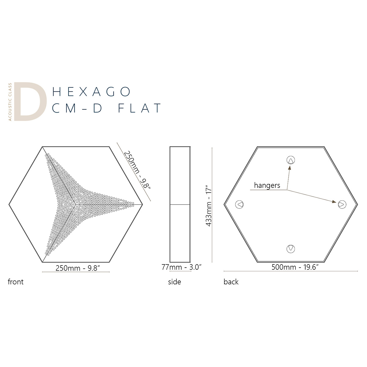 Form at Wood CM-D HEXAGO FLAT TRIANGLE INTERNAL AMERICAN WALNUT, foto 6 van 6
