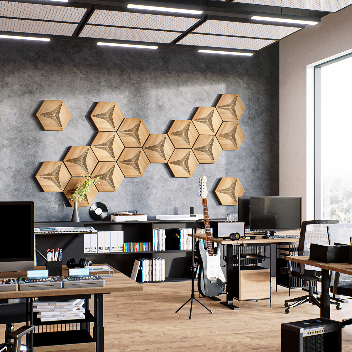 Form at Wood CM-D HEXAGO FLAT TRIANGLE INTERNAL AMERICAN WALNUT, foto 4 van 6