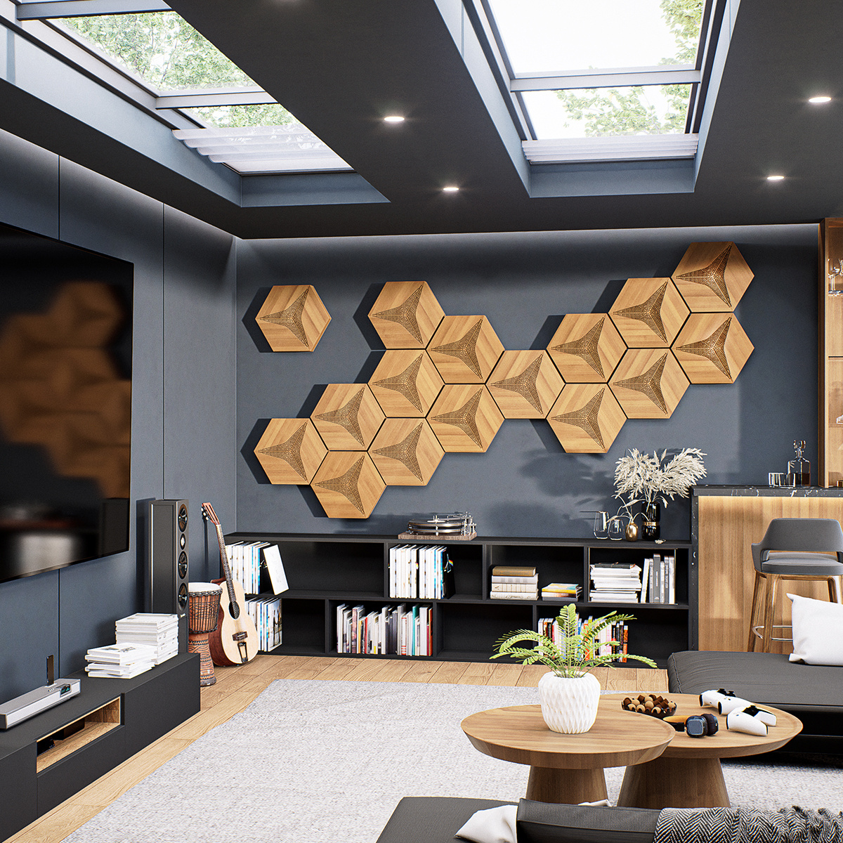 Form at Wood CM-D HEXAGO FLAT TRIANGLE INTERNAL AMERICAN WALNUT, foto 5 van 6