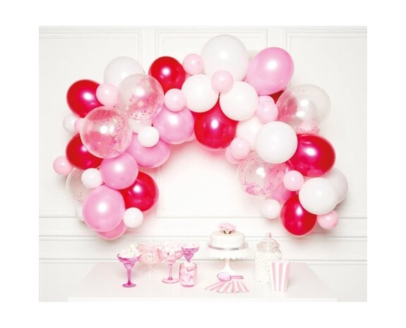 Arche de ballon Rouge Rose Blanc - Partywinkel