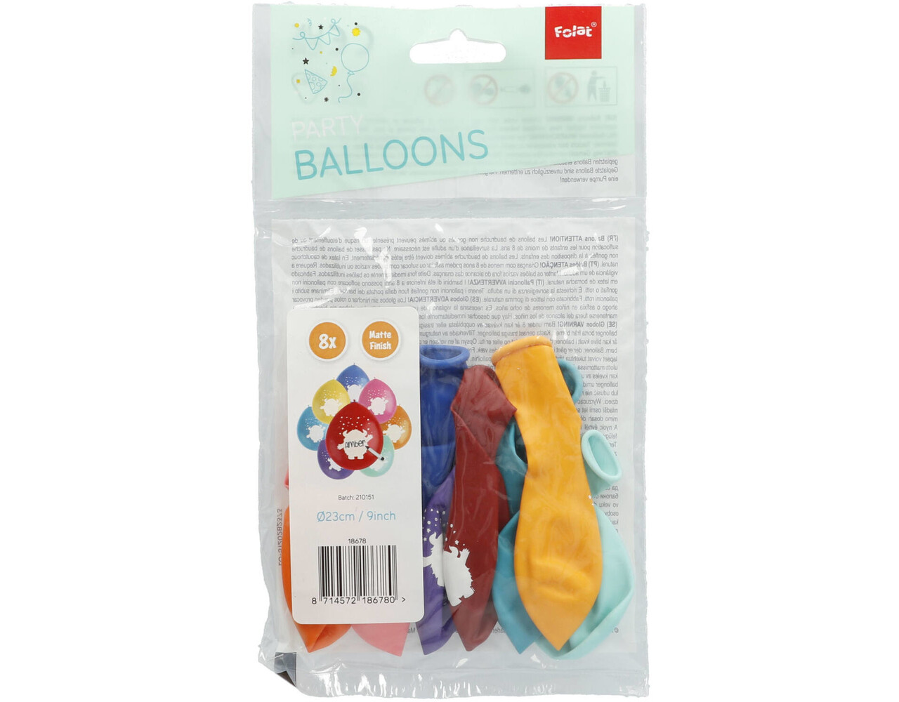 Ballons 3 ans colorés 23cm 8pcs - Partywinkel