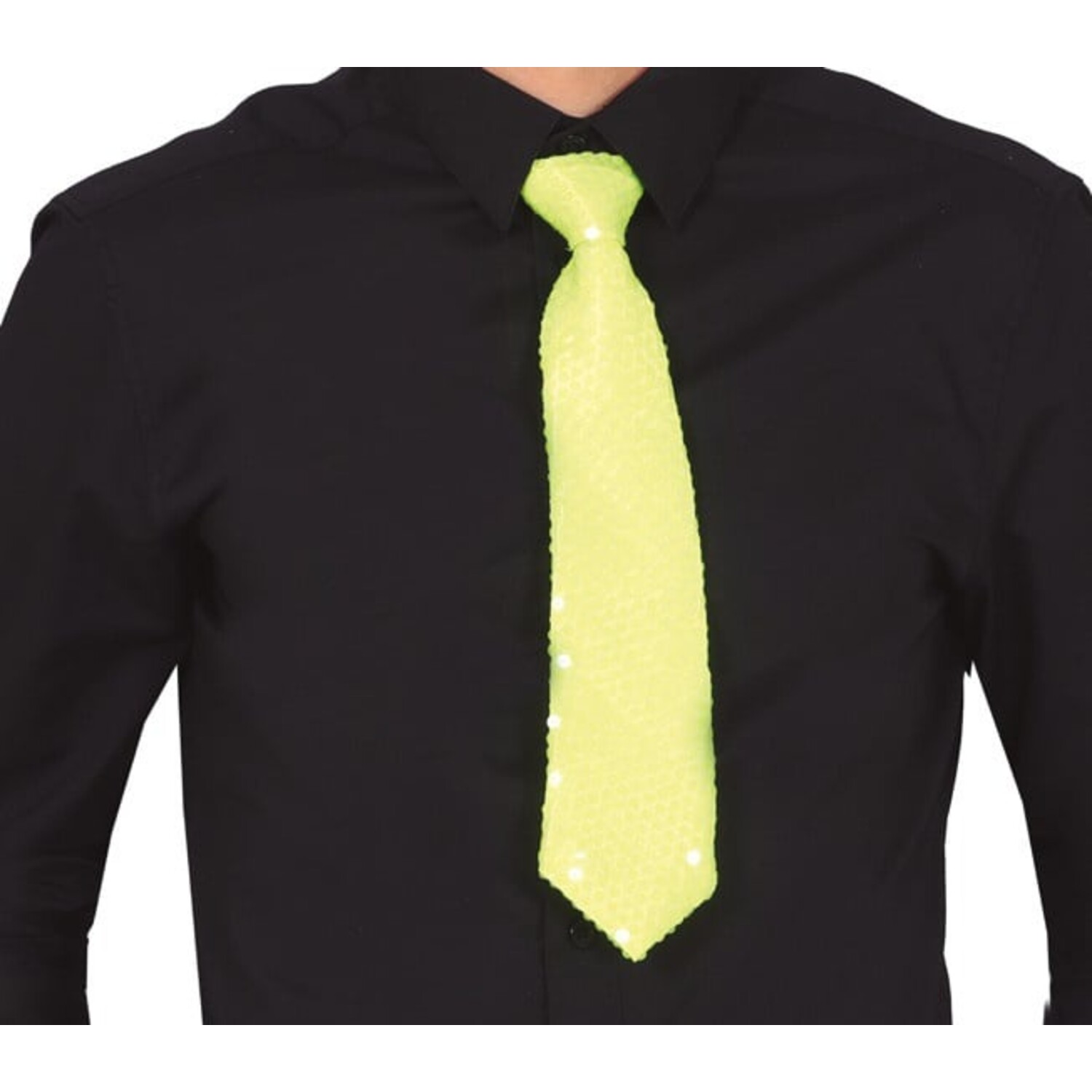Cravate jaune fluo pailletée 37cm - Partywinkel