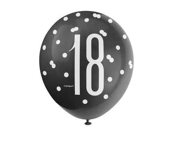 Ballons 50 ans noir 23cm 6pcs - Partywinkel