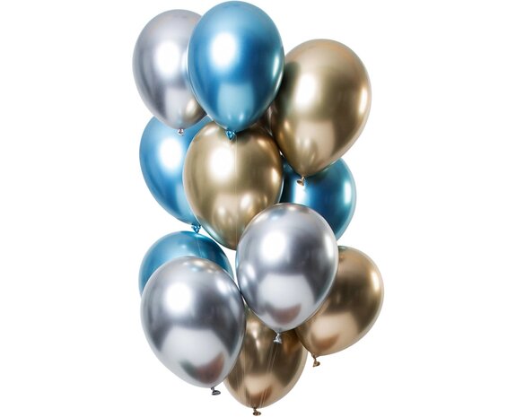 10 Ballons de Baudruche Chrome Bleu