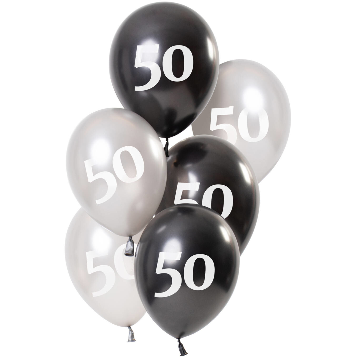 Ballons 50 ans noir 23cm 6pcs - Partywinkel