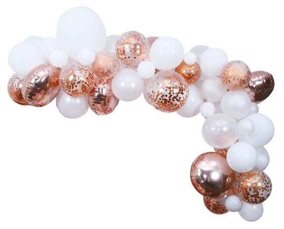 Arche de ballons : 95 ballons argent et rose gold - décoration